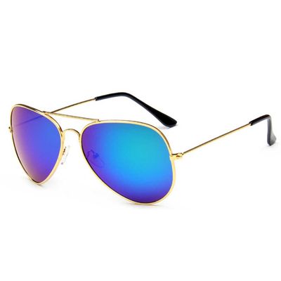 Solbriller pilot gullblått speilglass + senil ledning