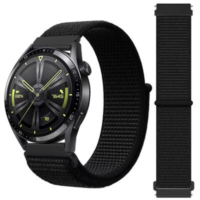Galaxy Watch 4/5 armbånd 20mm nylon borrelås svart