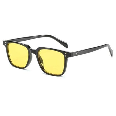 Firkantede solbriller gult glass svart