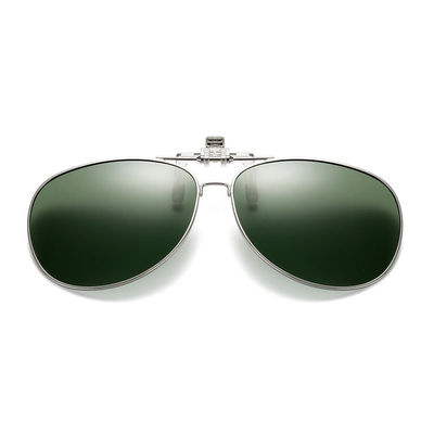 Flip Up Polarized Pilot Clip-On solbriller metallgrønn