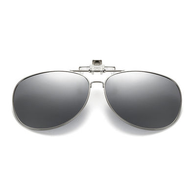 Flip Up Polarized Pilot Clip-On solbriller metall sølv