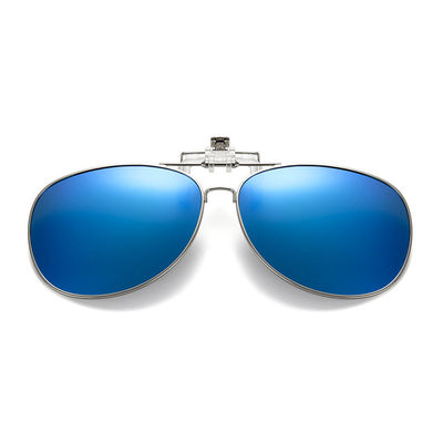 Flip Up Polarized Pilot Clip-On solbriller metallblå