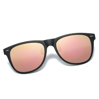 Polariserte Wayfarer Clip On Solbriller Flip Up Rosa speillinser