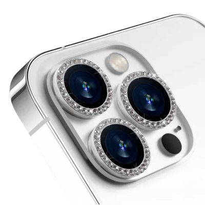 iPhone 14 Pro/Pro Max objektivdeksel Bling Diamond Silver
