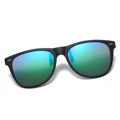Polarisert Wayfarer Clip On Solbriller Flip Up Grønn speillinse