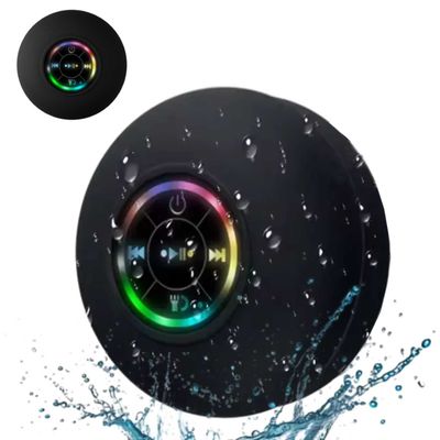 Vanntett dusjhøyttaler med RGB LED - Bluetooth-høyttaler med sugekopp Sort