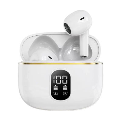 TWS Trådløse In-Ear Hodetelefoner ENC, Bluetooth 5.3, LCD-skjerm og Touchkontroller Hvit