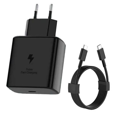 25W USB C Hurtiglader med 1m Type C-kabel – Kompatibel med Samsung Galaxy, iPhone og iPad (USB-C) Svart