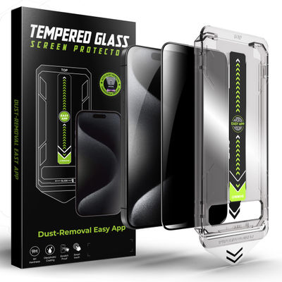 Personvern Herdet glass skjermbeskyttelse for iPhone 15 Pro – 9H ripebestandig, enkel, boblefri montering