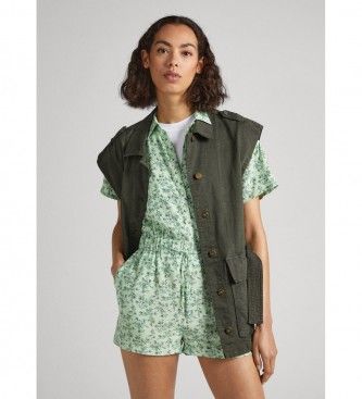 Pepe Jeanstil kvinder. PL230461 Jumpsuit Fiora grøn (XS), Casual, Viscose, Korte ærmer, Bæredygtig