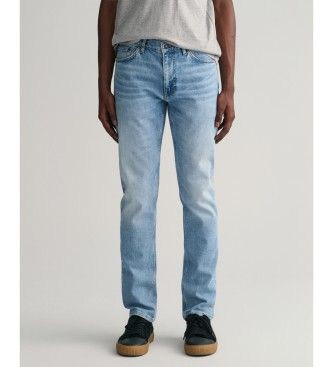 Ganttil mænd. 1000260 Blå slim fit-jeans (40/32), Casual, Bomuld, Denim, Bæredygtig