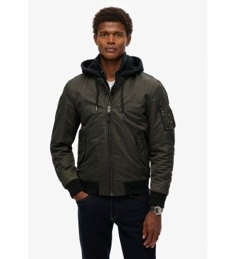 Superdrytil mænd. M5012080A Militær jakke med hætte MA1 grøn (M), Casual, Polyester