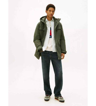 Tommy Jeanstil mænd. DM0DM22251 Bred parka med grøn vandafvisende finish (XL), Casual, Bæredygtig, Genanvendt nylon