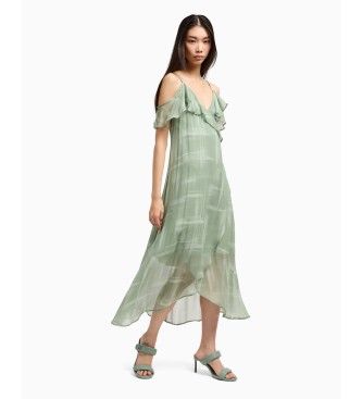 A|X Armani Exchangetil kvinder. XW000181AF12051F7037 Maxi crossover-kjole med justerbare tynde stropper og flæsedetaljer grøn (XXL), Casual,
