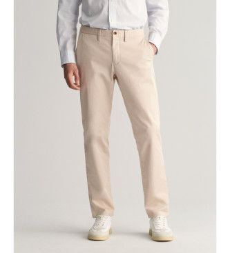 Ganttil mænd. 1505221 Beige twill Slim Fit Chino-bukser (36/34), Casual, Bomuld