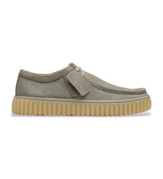 Clarkstil mænd. 26184642 Torhill grønne lædersko (41.5), Fast, Ruskind, Blonder, Casual