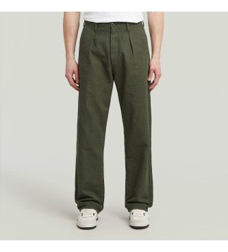 G-Startil mænd. D26126-D752-B575 Plisserede chinos Afslappede grønne bukser (34/36), Casual, Bomuld