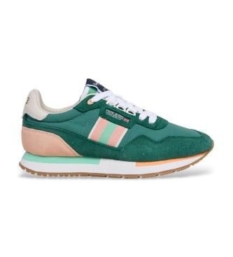 Pepe Jeanstil kvinder. PLS400020 Aiden Tape læder-sneakers grøn (39), Fast, Blonder, Casual
