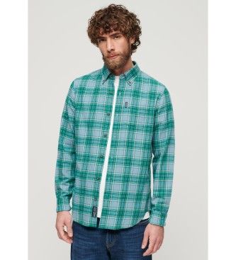 Superdrytil mænd. M4010737A Grøn vintage ternet skjorte (L), Casual, Bomuld, Lange ærmer