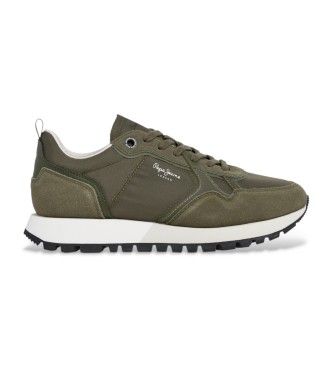 Pepe Jeanstil mænd. PMS400001 Ari Soft-sneakers, grønne (43), Læder, Fast, Blonder, Casual