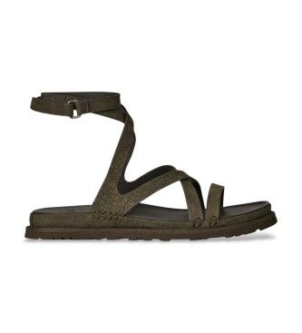 UGGtil kvinder. 1178570 GoldenGaze præget ankel wrap grønne sandaler (36), Læder, Fast, Spænder, Casual