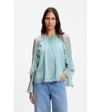 BOSStil kvinder. 50573224 Bradia grøn bluse (40), Casual, Viscose, Lange ærmer