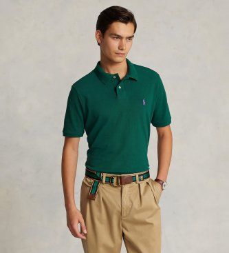 Polo Ralph Laurentil mænd. 710782592016 Den ikoniske grønne Custom Slim Fit polo i pique (M), Casual, Bomuld, Korte ærmer
