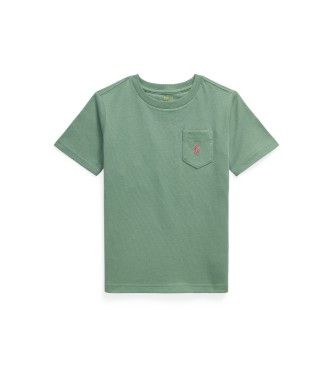 Polo Ralph Laurentil drenge. 322970333503 Strikket T-shirt i bomuld med lomme grøn (5años= 117/123cm), Casual, Korte ærmer, børnetøj