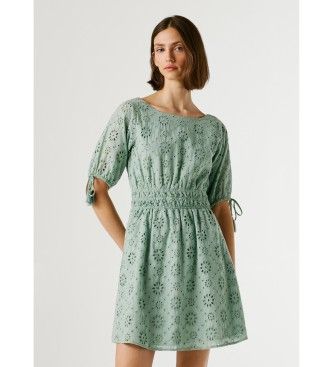 Pepe Jeanstil kvinder. PL9537792 Grøn Chiara-kjole (M), Casual, Bomuld, Korte ærmer