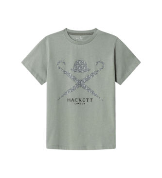 Hackett Londontil drenge. HK5000029 Grøn T-shirt med Tiger-logo (13Años= 157cm), Casual, Bomuld, Korte ærmer, børnetøj