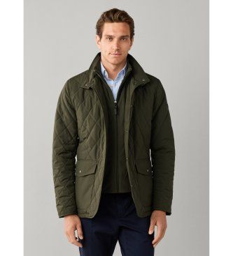 Hackett Londontil mænd. HM4000242 Grøn Paddock-jakke (L), Casual, Polyester