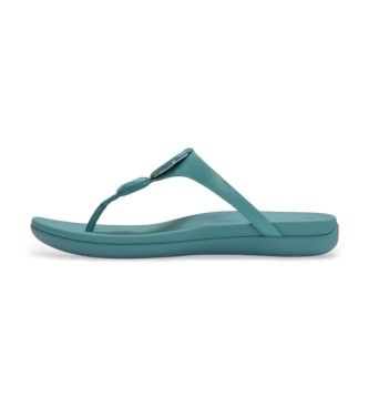 Fitfloptil kvinder. A5W-053 Solay Glossy-Disc Toe sandaler grøn (40), Læder, Fast, Ingen, Casual, Turkis