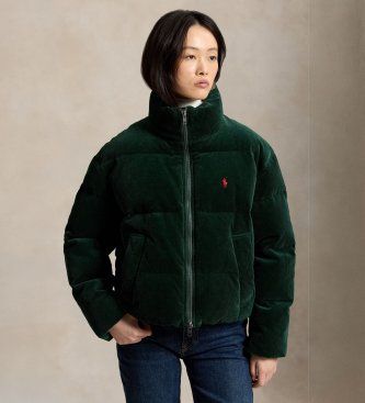 Polo Ralph Laurentil kvinder. 211B20376002 Grøn dunforet fløjlsjakke (S), Casual, Bomuld