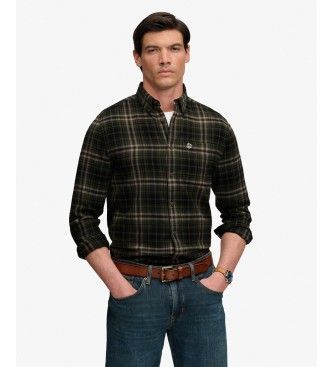 Superdrytil mænd. M4011197A Grøn bomulds-flannelskjorte (L), Casual, Lange ærmer