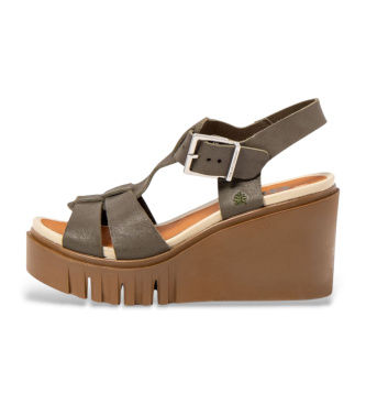 Arttil kvinder. 1208411EW003_039 Sandaler 2084 grøn (40), Læder, 5-8 cm, Spænder, Casual
