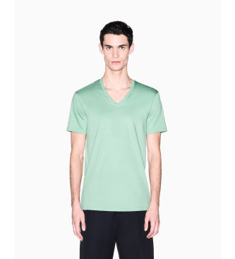 A|X Armani Exchangetil mænd. 8NZT75ZJA5ZU7209 T-shirt med V-hals, grøn (S), Casual, Bomuld, Korte ærmer
