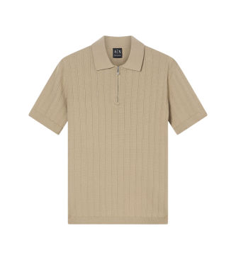 A|X Armani Exchangetil mænd. XM002438AF22249U6229 Polo Knit Winter Twig beige (M), Casual, Bomuld, Korte ærmer