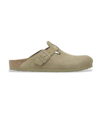 Birkenstocktil kvinder. 1025844 Læderklodser Boston (Smal Pasform) pistaciefarvet (38), Fast, Ingen, Casual, Grøn
