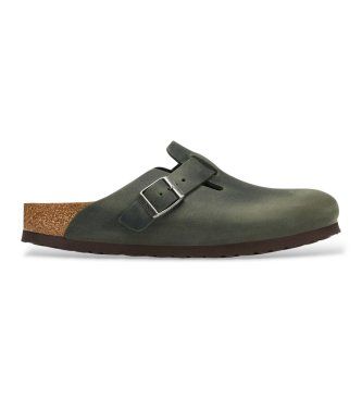 Birkenstocktil mænd. 1032724 Skindtræsko Boston Oiled (Regular Fit) grøn (42), Læder, Fast, Ingen, Casual