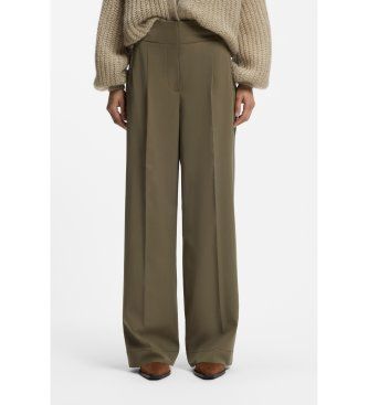 BOSStil kvinder. 50558096 Tarima bukser olivengrøn (34), Casual, Klassisk, Viscose