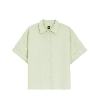 BOSStil kvinder. 50559261 Bisenas grønne skjorte (36), Casual, Linned, Korte ærmer