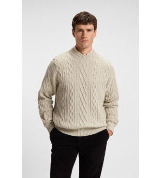 BOSStil mænd. 50548689 Kableto beige trøje (XXL), Casual, Polyester