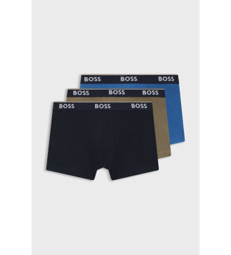 BOSStil mænd. 50554693 Sæt 3 Boxershorts Power sort, grøn, blå (S), Afslappet, Flerfarvet, Bomuld