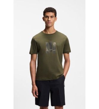 BOSStil mænd. 50559811 Merceriseret T-shirt Reflekterende grafik grøn (M), Casual, Bomuld, Korte ærmer