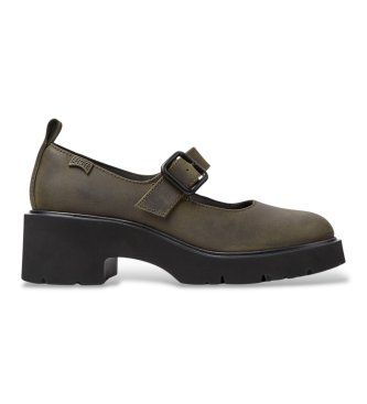 Campertil kvinder. K201681-010 Milah loafers i skind, grøn (38), Læder, 5-8 cm, Spænder, Casual