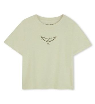 Zadig & Voltairetil piger. X60531 M.C. grøn T-shirt (10Y= 138cm), Casual, Bomuld, Korte ærmer, børnetøj