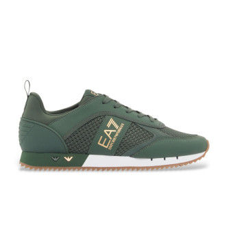 EA7unisex. 7X000334_AF18610 Træningssko med sorte og hvide snørebånd Grøn (42 2/3), Fast, Blonder, Casual