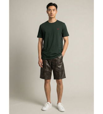 Fred Perrytil mænd. M3519 Grøn ringer t-shirt (XXL), Casual, Bomuld, Korte ærmer