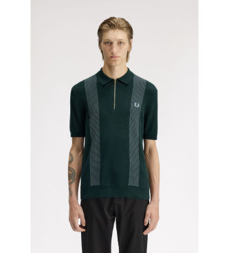 Fred Perrytil mænd. K2310 Polo grønt panel (L), Casual, Bomuld, Korte ærmer