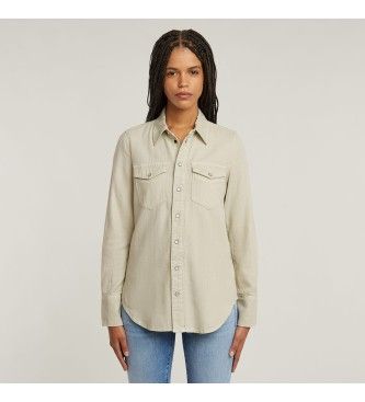 G-Startil kvinder. D24343-D454-H029 Slank western-skjorte grøn (S), Casual, Bomuld, Denim, Lange ærmer